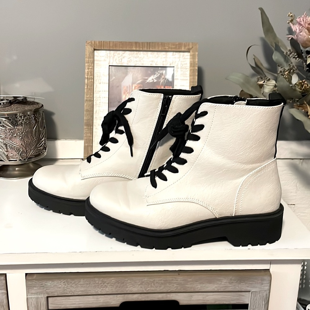 Barely Used White Combat Boots